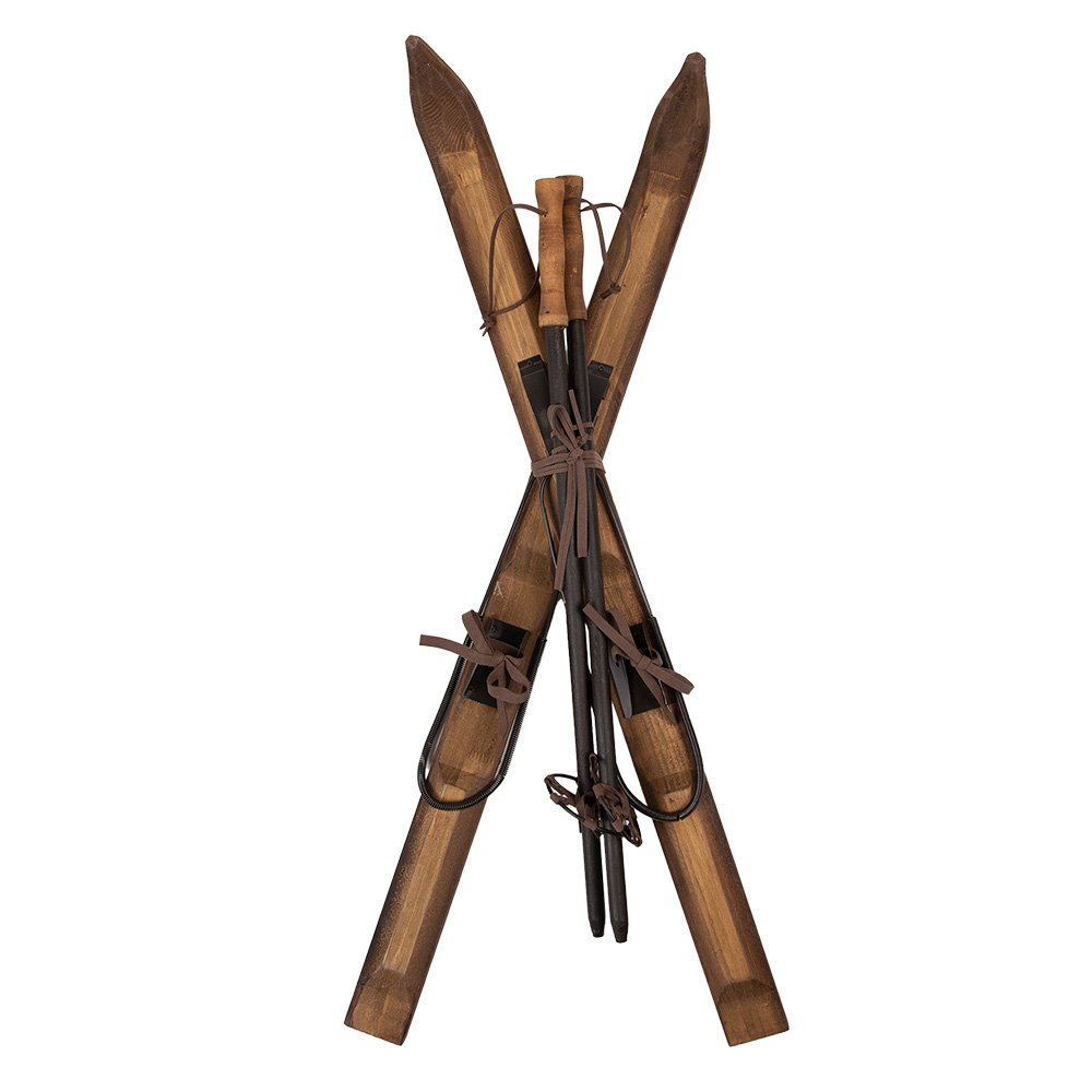 Clayre&Eef Vintage ski decoratie 24x10x90 cm Bruin Hout afbeelding