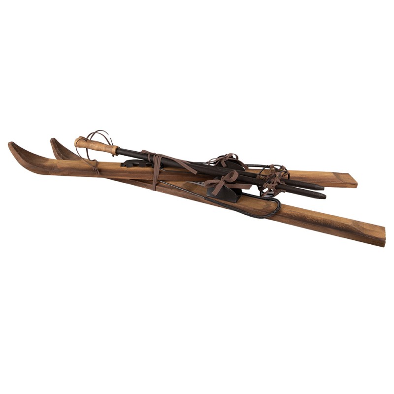 Clayre & Eef Decorazione Sci 24x10x90 cm Marrone Legno Metallo