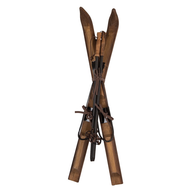 Clayre & Eef Decorazione Sci 24x10x90 cm Marrone Legno Metallo