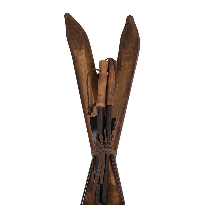 Clayre & Eef Decorazione Sci 24x10x90 cm Marrone Legno Metallo