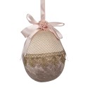 Clayre & Eef Easter Pendant Egg Ø 14x18 cm Beige Textile on Plastic