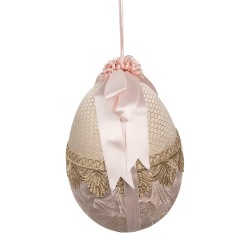 Clayre & Eef Easter Pendant Egg Ø 14x18 cm Beige Textile on Plastic
