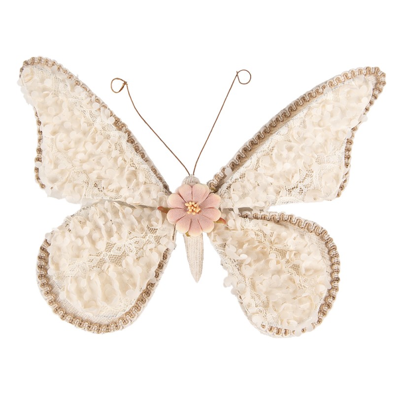 Clayre & Eef Decoration Butterfly 30x3x24 cm Beige Synthetic