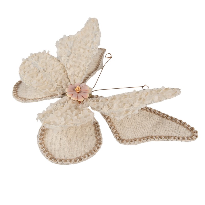 Clayre & Eef Decoration Butterfly 30x3x24 cm Beige Synthetic