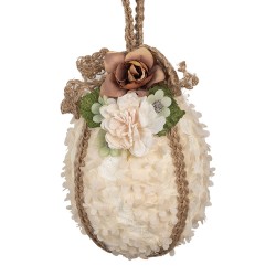 Clayre & Eef Ciondolo di Pasqua Uovo Ø 11x17 cm Beige Tessuto su plastica