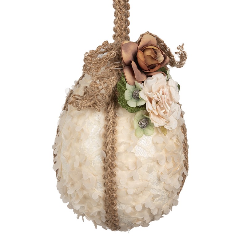 Clayre & Eef Osteranhänger Ei Ø 11x17 cm Beige Textil auf Kunststoff