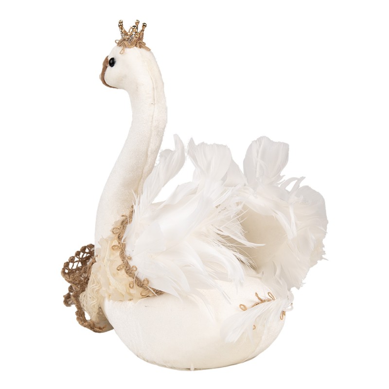Clayre & Eef Decorative Figurine Swan 28x14x28 cm White Textile on Plastic