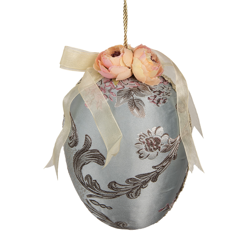 Clayre & Eef Paashanger Ei Ø 15x21 cm Blauw Textiel afbeelding