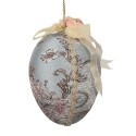 Clayre & Eef Paashanger Ei Ø 15x21 cm Blauw Textiel op Kunststof