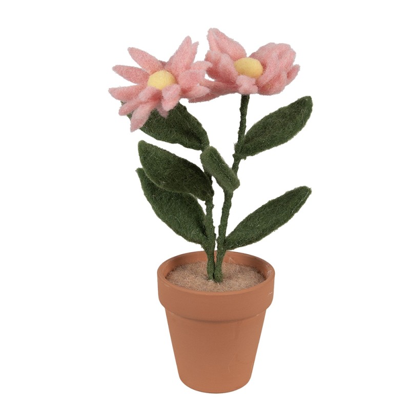 Clayre & Eef Decoration Flower 8x8x26 cm Pink Textile on Plastic