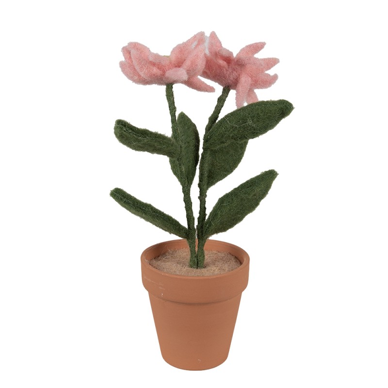 Clayre & Eef Decoration Flower 8x8x26 cm Pink Textile on Plastic