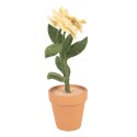 Clayre & Eef Decorazione Fiore 8x8x26 cm Giallo Tessuto su plastica