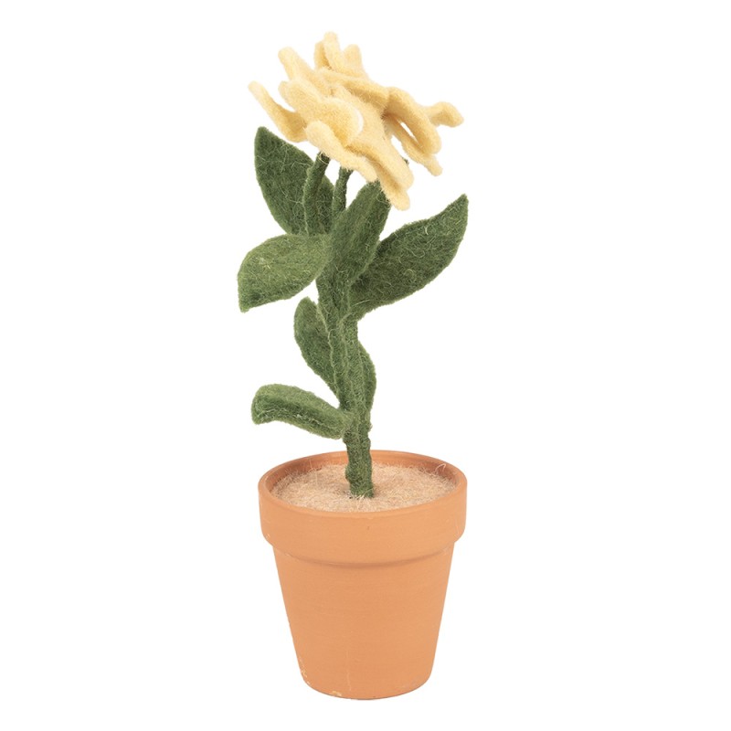 Clayre & Eef Decorazione Fiore 8x8x26 cm Giallo Tessuto su plastica