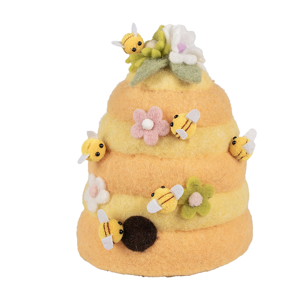 Clayre&Eef Decoratie BeeldØ 16x21 cm Geel Textiel Bijen afbeelding