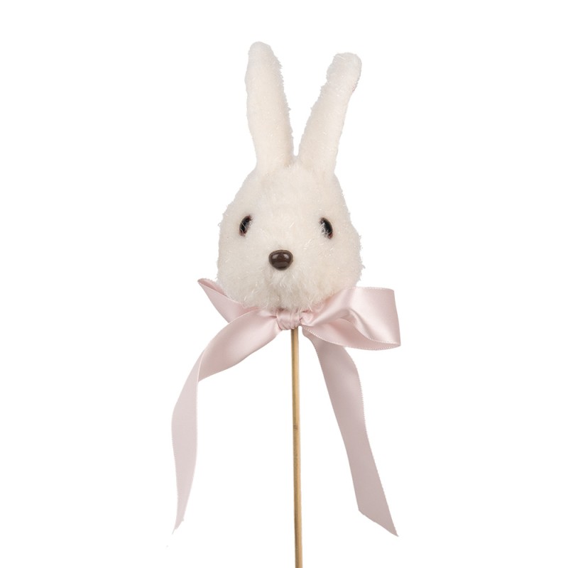Clayre & Eef Statuetta decorativa Coniglio 7x7x33 cm Bianco Tessuto su plastica