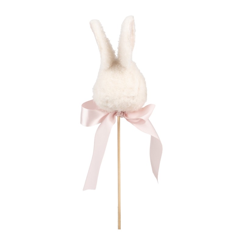 Clayre & Eef Statuetta decorativa Coniglio 7x7x33 cm Bianco Tessuto su plastica