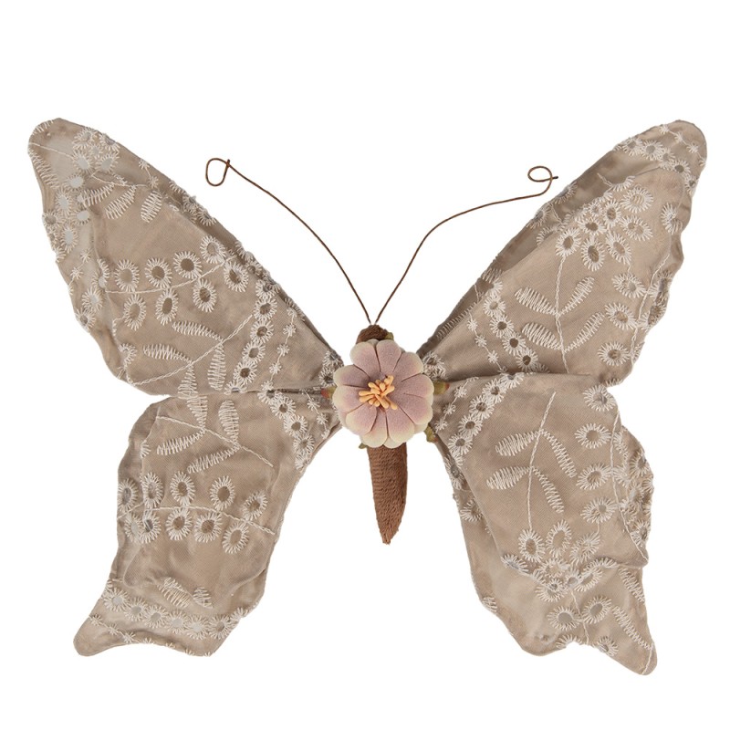 Clayre & Eef Décoration Papillon 28x4x22 cm Beige Synthétique