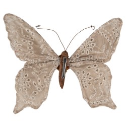 Clayre & Eef Decoration Butterfly 28x4x22 cm Beige Synthetic