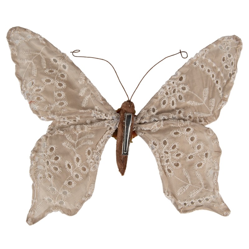 Clayre & Eef Décoration Papillon 28x4x22 cm Beige Synthétique