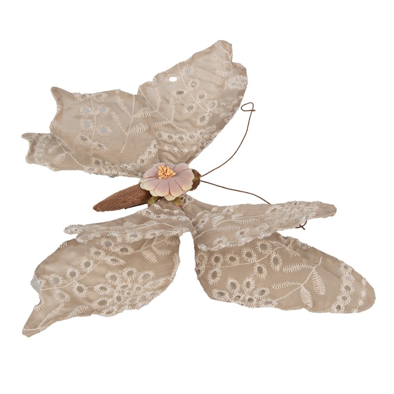 Clayre & Eef Décoration Papillon 28x4x22 cm Beige Synthétique