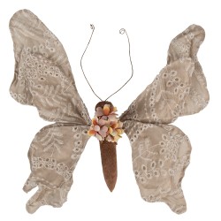 Clayre & Eef Decoration Butterfly 33x6x31 cm Beige Synthetic