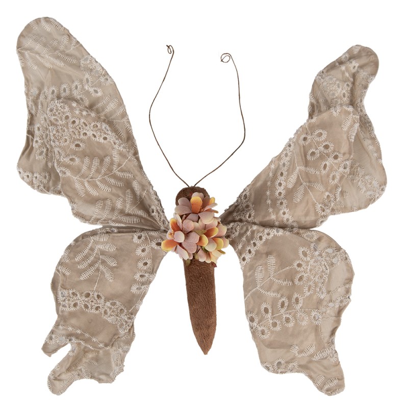Clayre & Eef Decoration Butterfly 33x6x31 cm Beige Synthetic