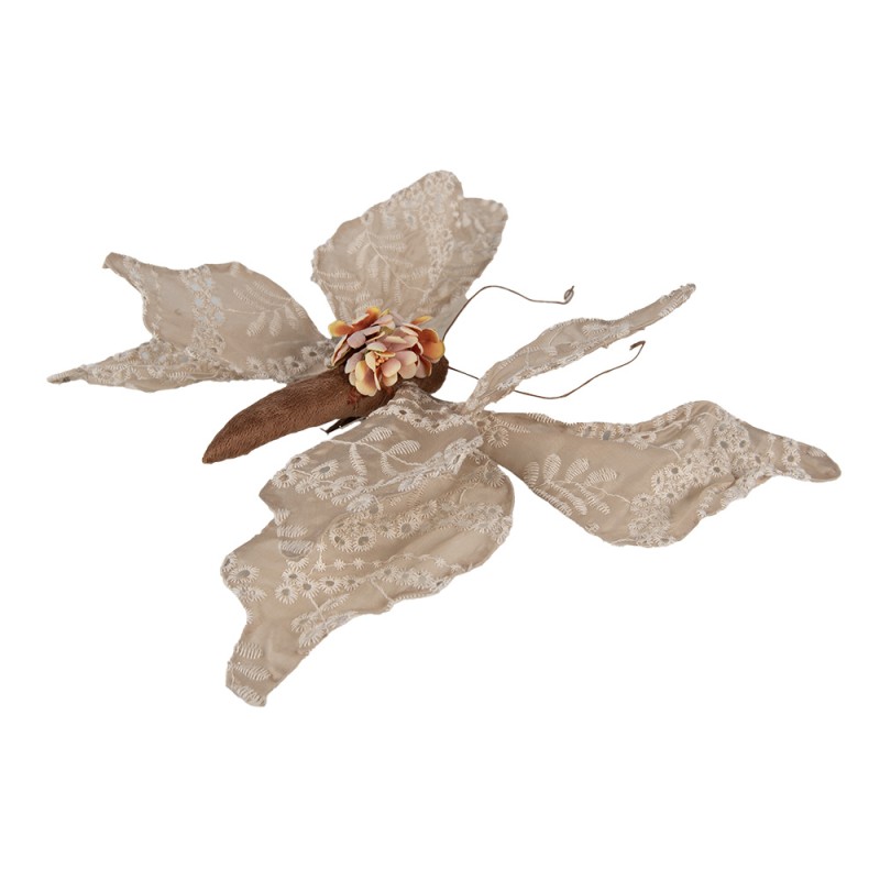 Clayre & Eef Decoration Butterfly 33x6x31 cm Beige Synthetic