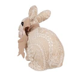 Clayre & Eef Figurine décorative Lapin 26x15x23 cm Beige Textile sur plastique