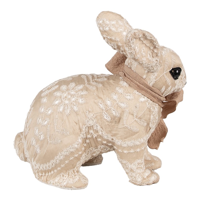 Clayre & Eef Figurine décorative Lapin 26x15x23 cm Beige Textile sur plastique