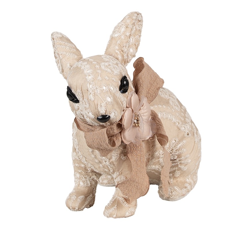 Clayre & Eef Figurine décorative Lapin 26x15x23 cm Beige Textile sur plastique