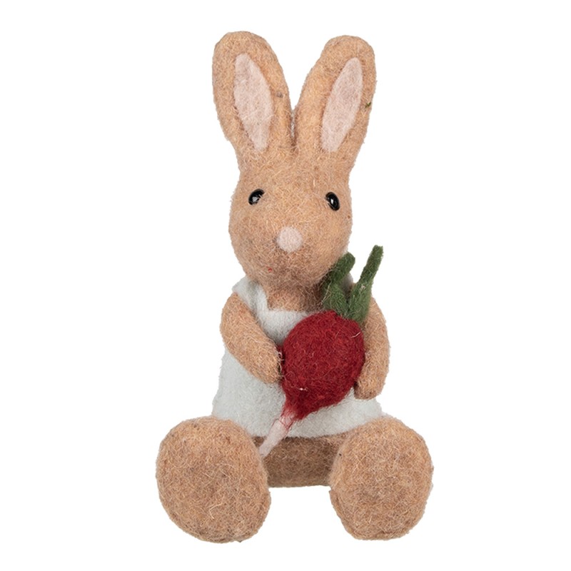 Clayre & Eef Figurine décorative Lapin 10x10x19 cm Marron Textile sur plastique
