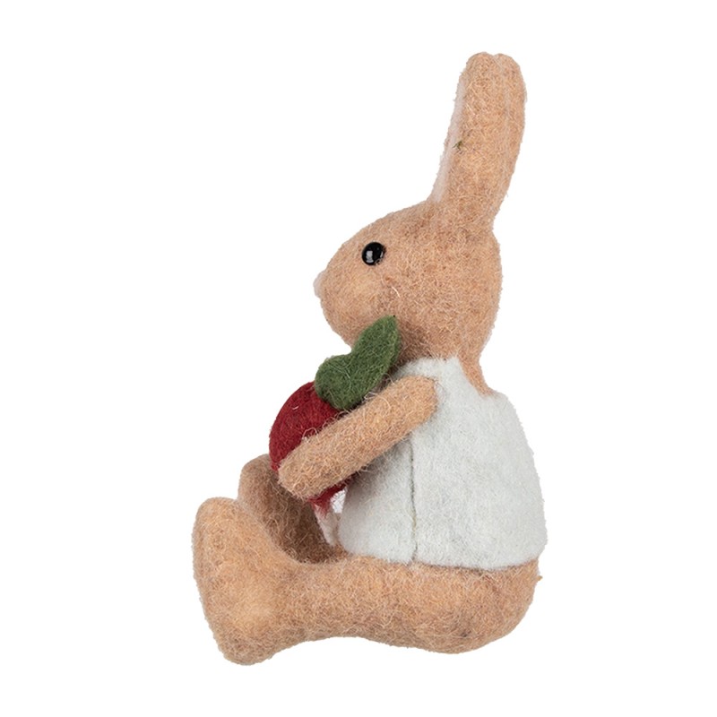 Clayre & Eef Figurine décorative Lapin 10x10x19 cm Marron Textile sur plastique