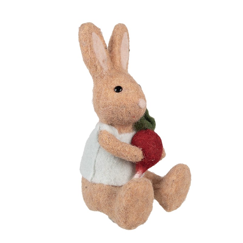 Clayre & Eef Figurine décorative Lapin 10x10x19 cm Marron Textile sur plastique