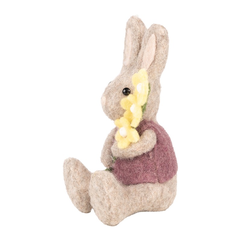 Clayre & Eef Figurine décorative Lapin 10x10x19 cm Beige Textile sur plastique