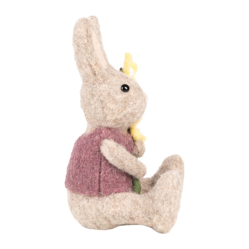 Clayre & Eef Figurine décorative Lapin 10x10x19 cm Beige Textile sur plastique