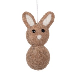 Clayre & Eef Easter Pendant Rabbit 6x7x12 cm Brown Textile on Plastic
