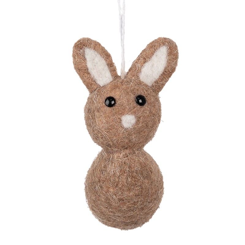 Clayre & Eef Osteranhänger Kaninchen 6x7x12 cm Braun Textil auf Kunststoff