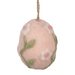 Clayre & Eef Ciondolo di Pasqua Uovo Ø 6x8 cm Rosa Tessuto su plastica