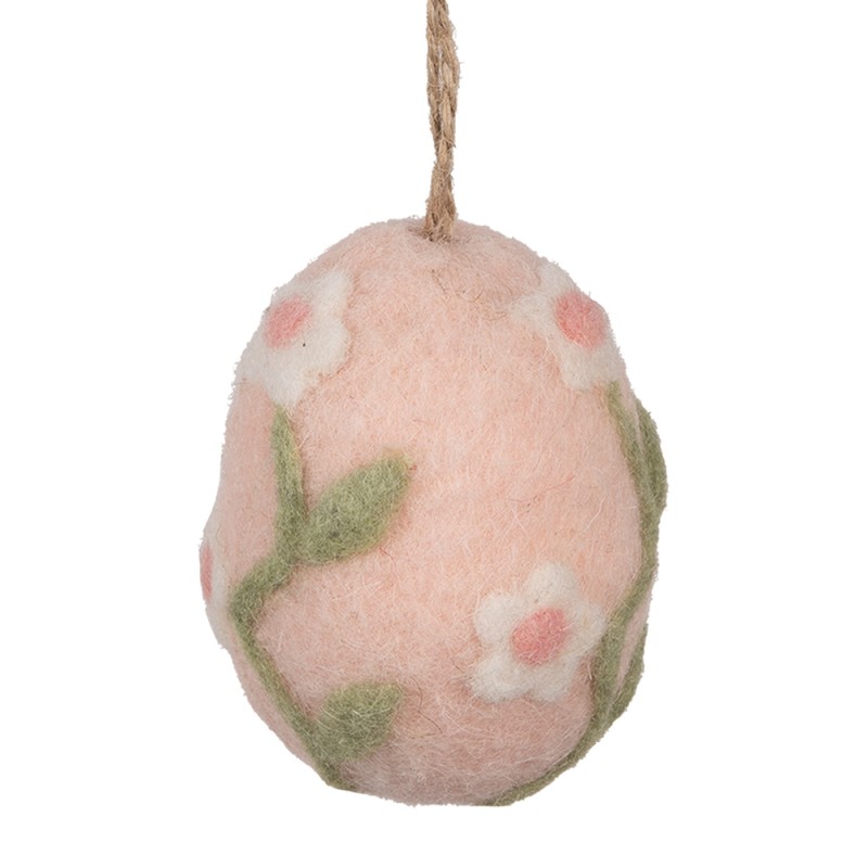 Clayre & Eef Ciondolo di Pasqua Uovo Ø 6x8 cm Rosa Tessuto su plastica