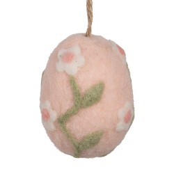 Clayre & Eef Ciondolo di Pasqua Uovo Ø 6x8 cm Rosa Tessuto su plastica