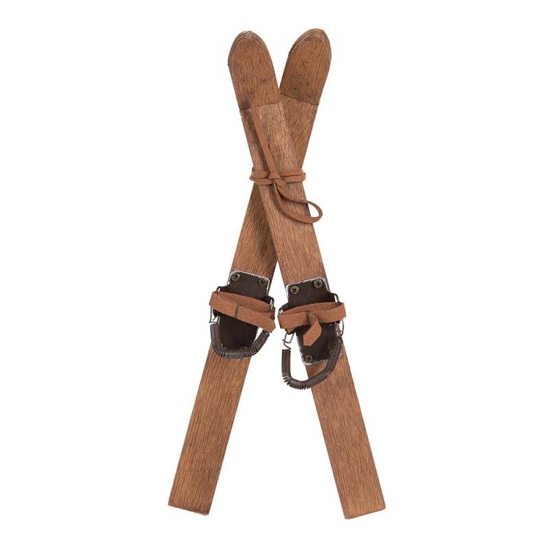 Clayre & Eef Decorazione Sci 11x4x28 cm Marrone Legno Metallo