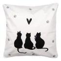 Clayre & Eef Cushion Cover 45x45 cm White Black Polyester Cats
