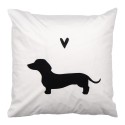 Clayre & Eef Cushion Cover 45x45 cm White Black Polyester Dachshund