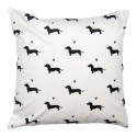 Clayre & Eef Cushion Cover 45x45 cm White Black Polyester Dachshund