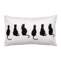 Clayre & Eef Kussenhoes 30x50 cm Wit Zwart Polyester Katten