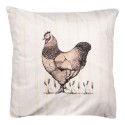 Clayre & Eef Cushion Cover 45x45 cm Beige Polyester Chicken