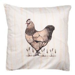 Clayre & Eef Cushion Cover 45x45 cm Beige Polyester Chicken