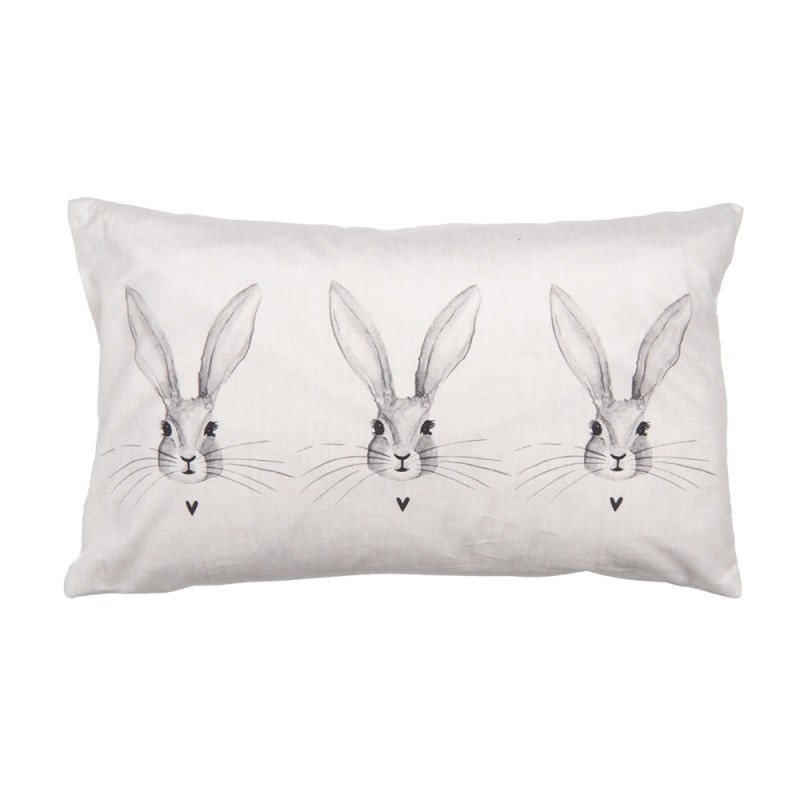 Clayre & Eef Cushion Cover 30x50 cm Beige Polyester Rabbit