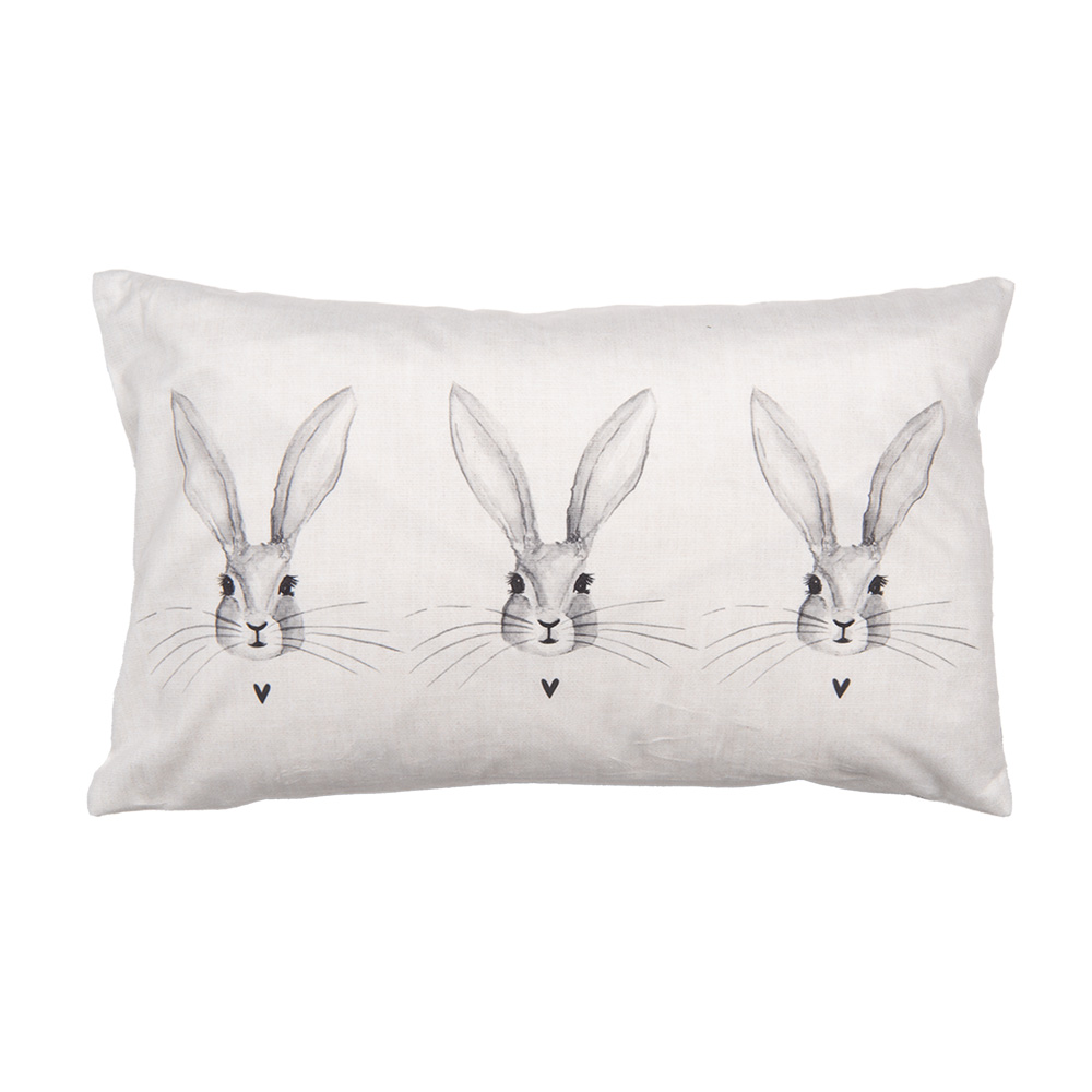 Clayre & Eef Kussenhoes 30x50 cm Beige Polyester Konijn afbeelding