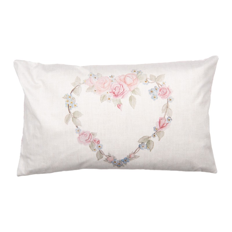 Clayre & Eef Cushion Cover 30x50 cm Beige Polyester Heart